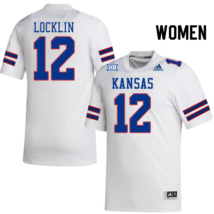 Women #12 Torry Locklin Kansas Jayhawks College Football Jerseys Stitched Sale-White